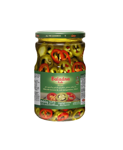 Baladna Sliced Green & Red Jalapenos, Hot - Or...