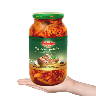 Baladna Makdous in Sunflower Oil Eggplants stuffed with pepper-walnut preparation - Oriental