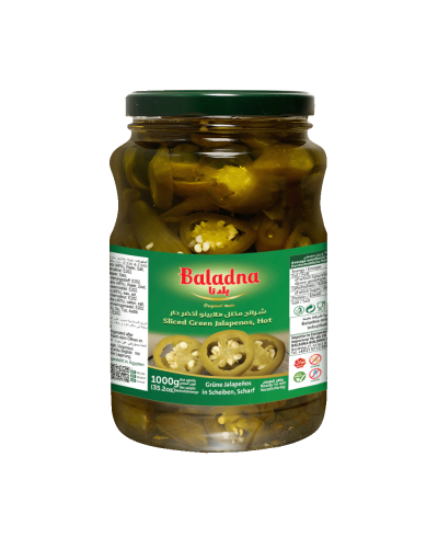 Baladna Sliced Green Jalapenos, Hot - Oriental