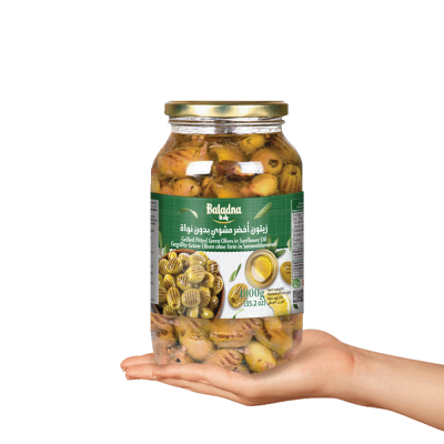 Baladna Grilled Pitted Green Olives in Sunflower Oil - Oriental