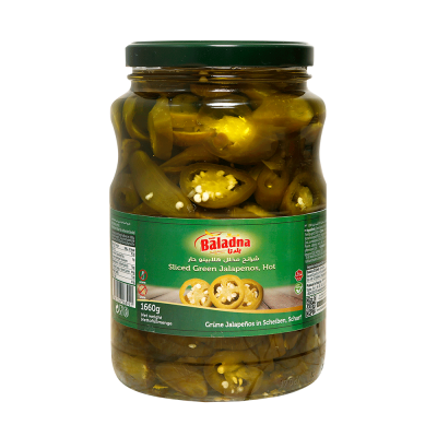 Baladna Sliced Green Jalapenos, Hot - Oriental