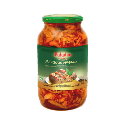Baladna Makdous in Sunflower Oil Eggplants stuffed with pepper-walnut preparation - Oriental