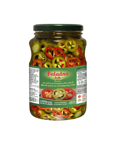 Baladna Sliced Green & Red Jalapenos, Hot - Or...