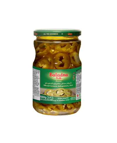Baladna Sliced Green Jalapenos, Hot - Oriental
